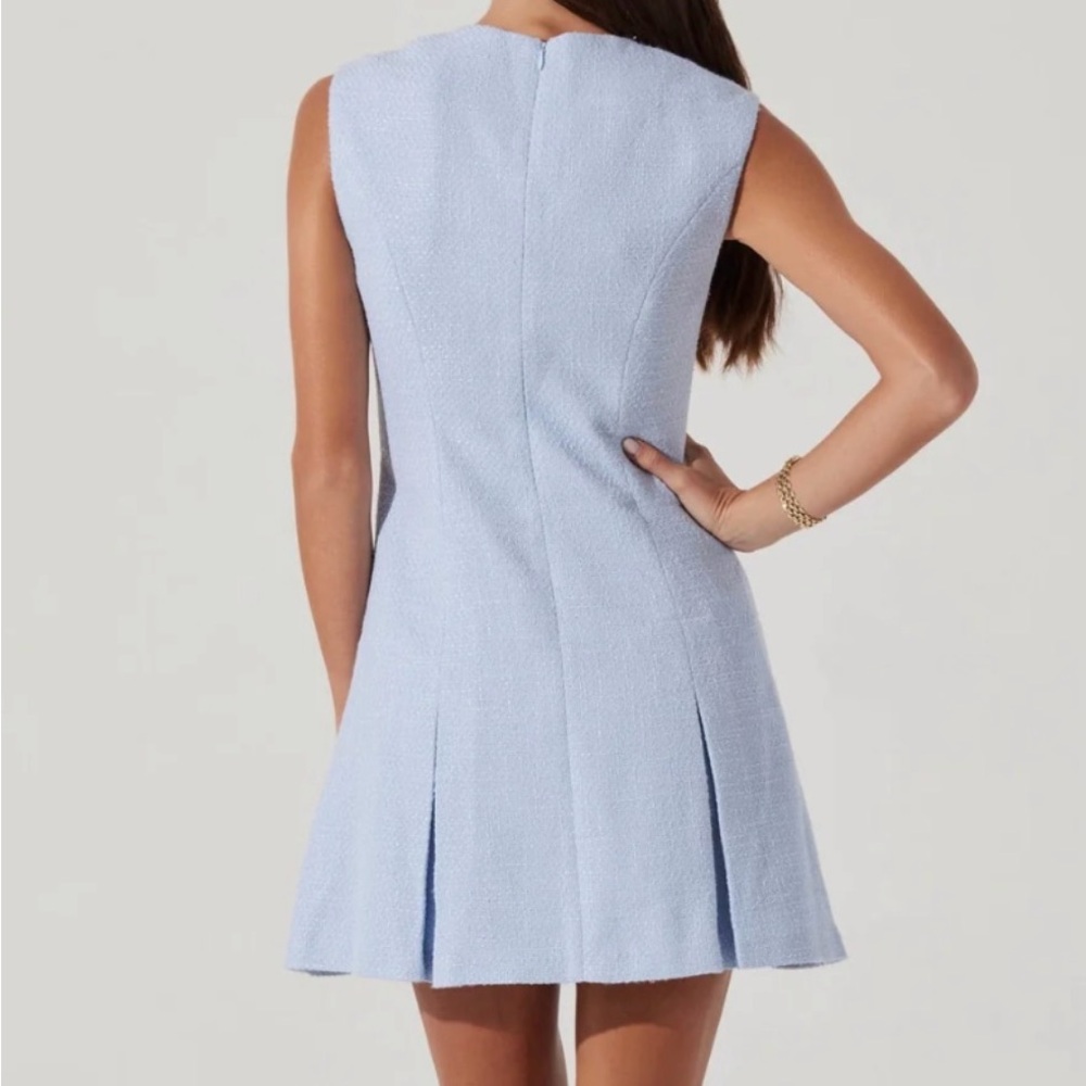 ASTR Sleeveless Tweed Sky Blue Mini Dress - Picture 4 of 5